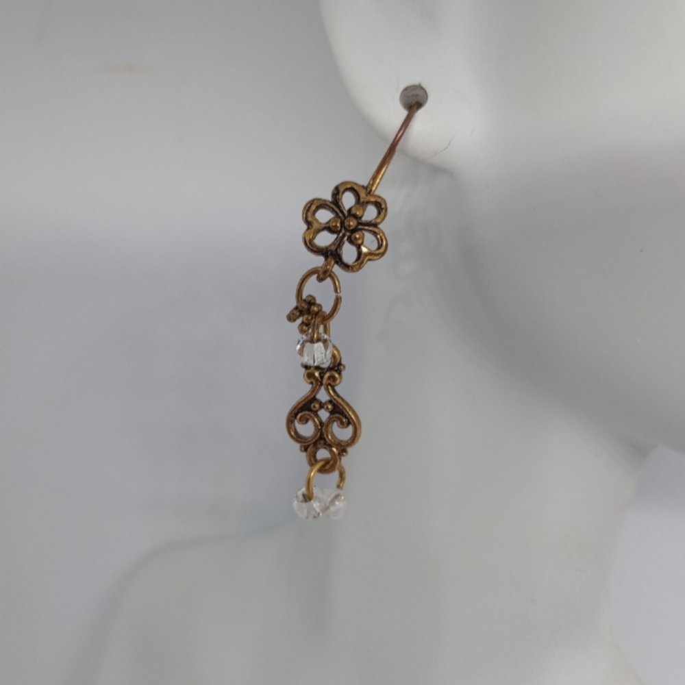 Elegant Gold Floral Drop Earrings Party Wedding Boho Chic Coastal Birthday Gift